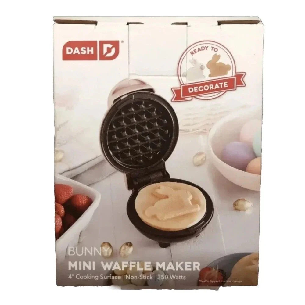 Dash Rabbit Waffle Maker Mini Non Stick Bunny Perfect for Single Serving Pink 4